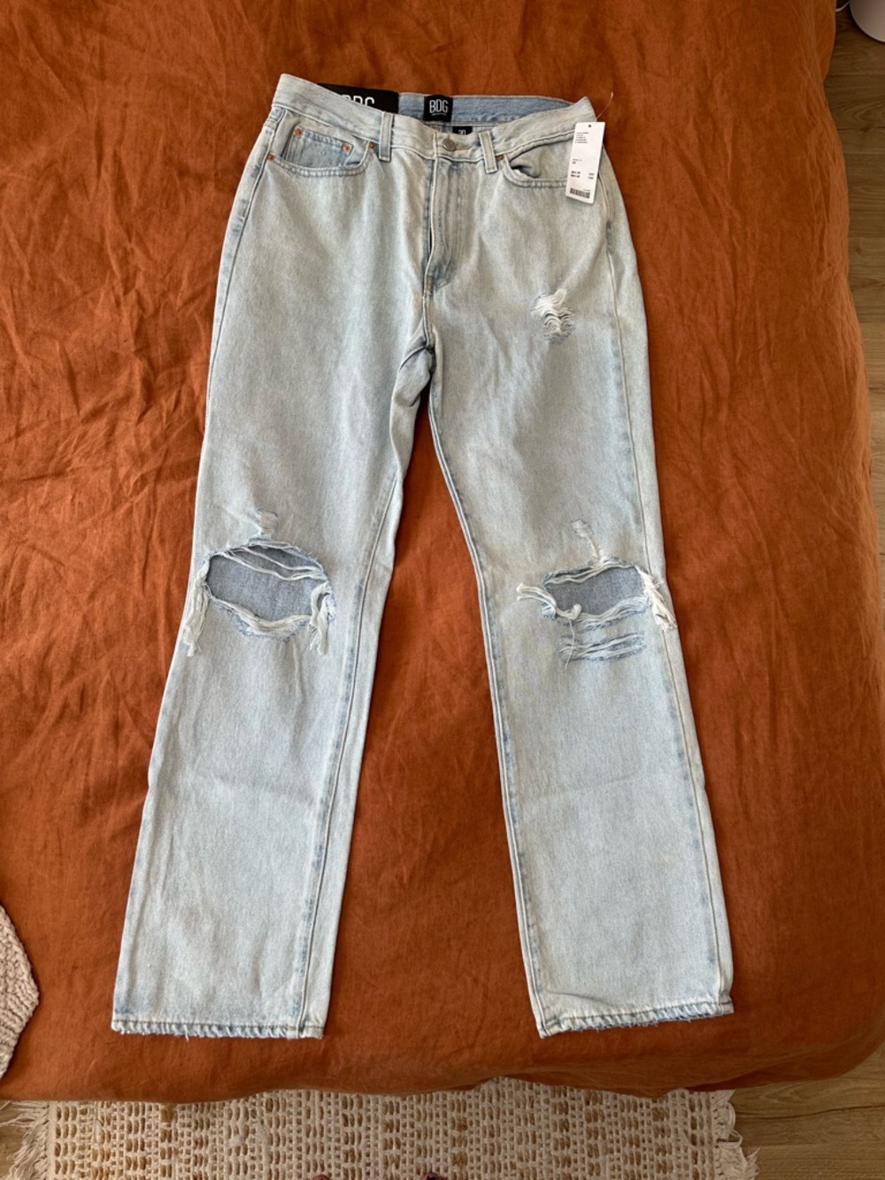 BDG Light Blue Ripped Straight Jeans